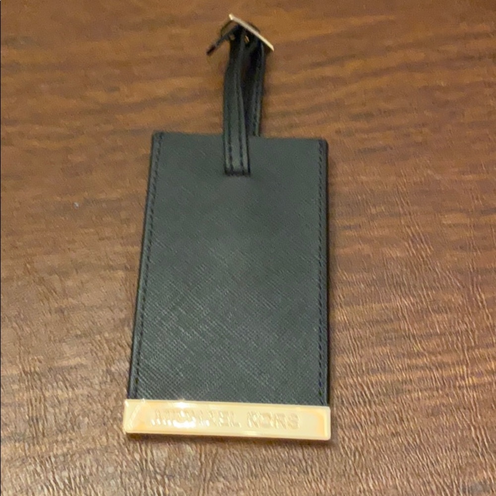 Michael Kors Black Luggage card tag gold hardware